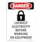 Signmission OSHA Danger Sign, Lockout Electricity, 24in X 18in Rigid Plastic, 18" W, 24" L, Portrait OS-DS-P-1824-V-1431 - alternate 1